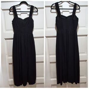 American Eagle Black Smocked Midi Dress w/ Pockets Size Large EUC
